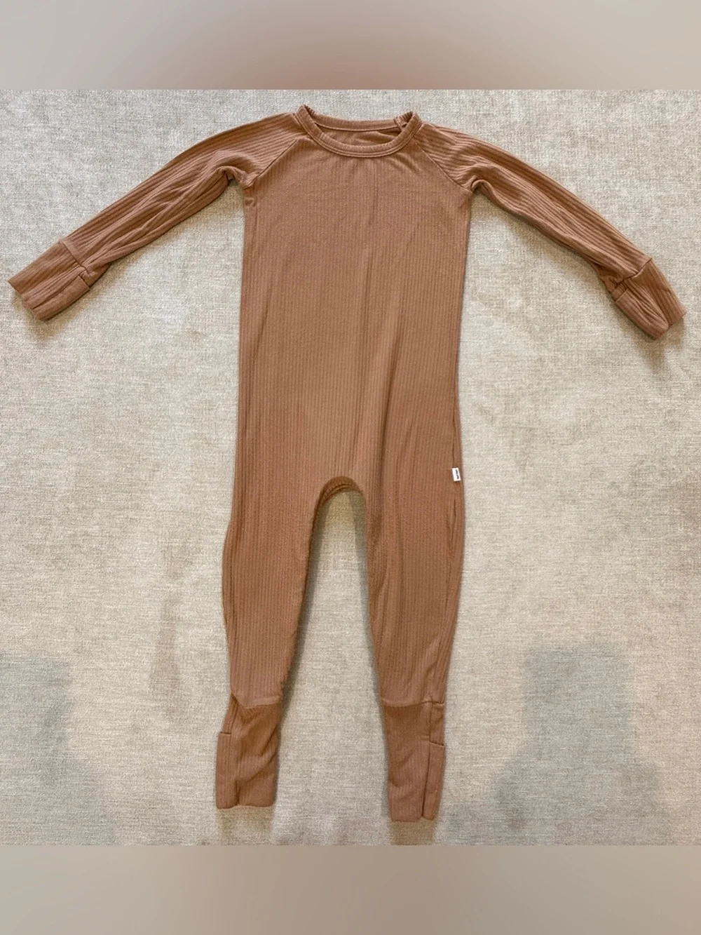 Little Sleepies Caramel Ribbed Ribbed Crescent Zippy 12-18 Months